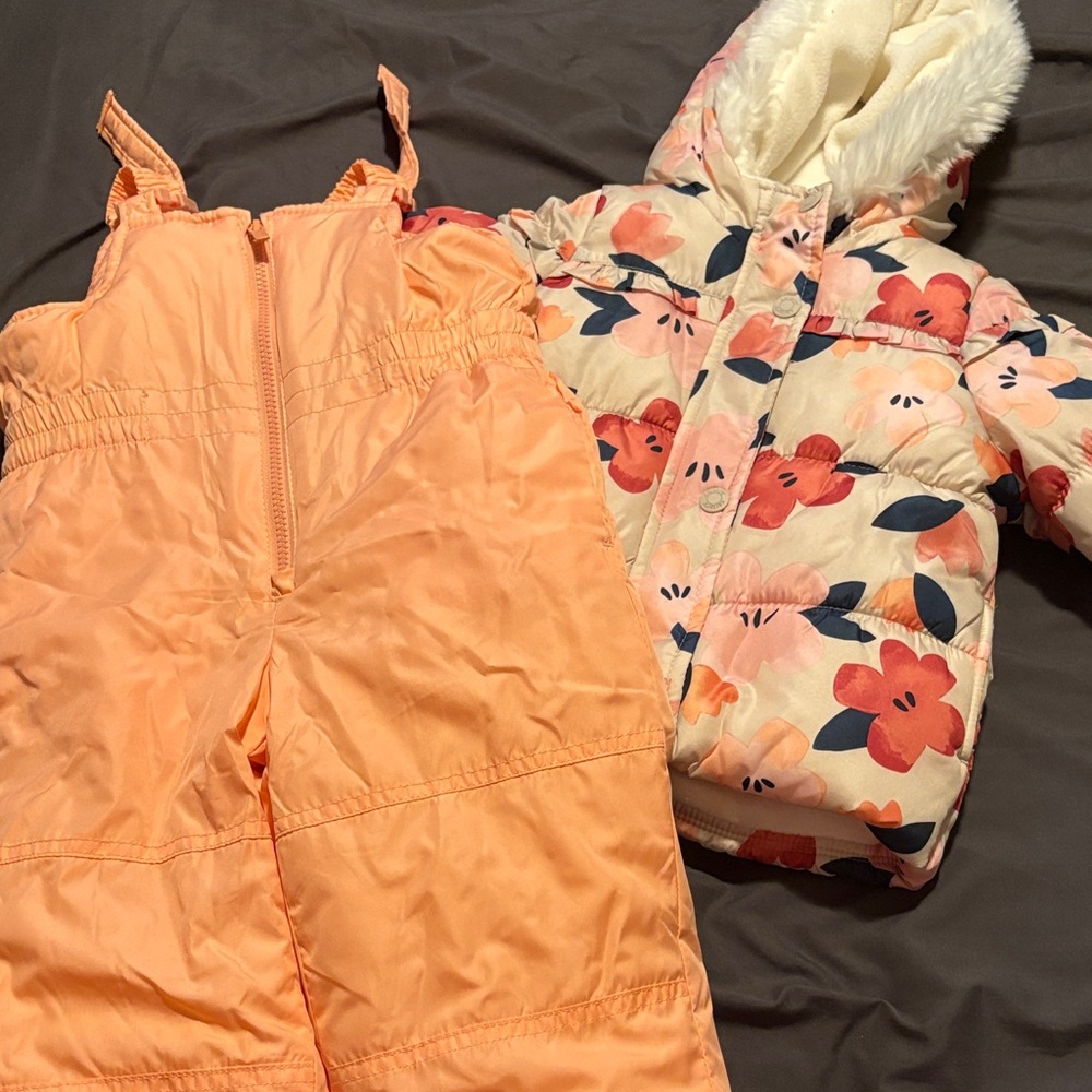 Carter's Orange and Floral Puffers for Kids